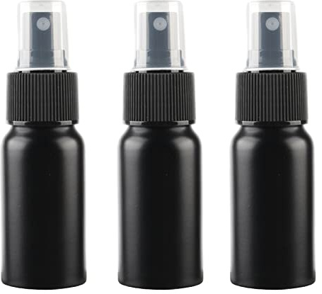 ZEOABSY 3 Stück 30 ml Leere Schwarz Aluminium Sprühflasche mit Schwarz Sprühkopf Parfümzerstäuber Feinen Nebel Wassersprüher Zerstäuber Nachfüllbarer für Parfüm Ätherisches Öl, 1x Trichter