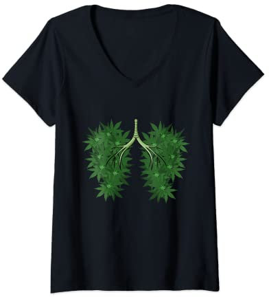 Femme Dénoyauteur de cannabis humoristique pour poumons de mauvaises herbes T-Shirt avec Col en V