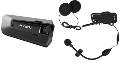 Cardo PT200001 Packtalk Edge Motorcycle Bluetooth Communication System Headset Intercom - Single Pack, Black & ACCESSORY - PACKTALK EDGE 2ND HELMET (JBL) KIT