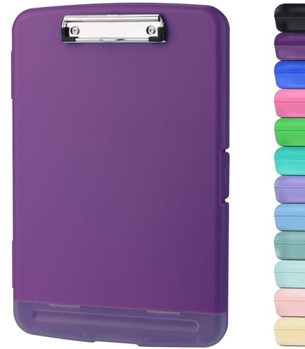 ZCZN Porte-Bloc A4 avec Pince, Planche à Pince Étanche de Rangement, Avec Compartiment à Stylo Séparé, Idéal pour l'École, le Bureau Industriel, Écriture Feuilles - Violet