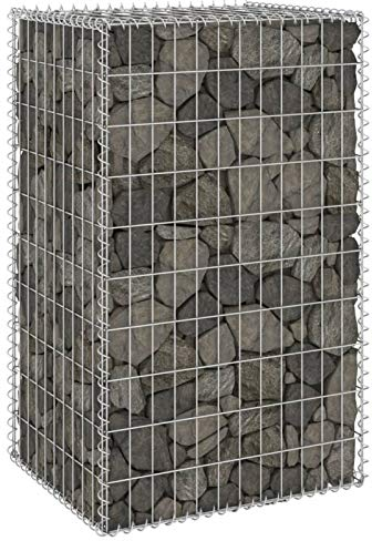 ANGYANG Gabionenwand mit Abdeckung, Gabionen Zaun, Mülltonnenverkleidung, Gabionenkörbe, Steine Für Gabionen, Steingabionen, Verzinkter Stahl 60x50x100 cm