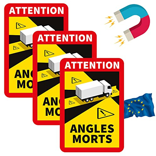 PRINT.GG Toter Winkel Magnet Aufkleber Frankreich LKW Bus wohnmobil - Attention Angles morts Magnet Aufkleber LKW Bus wohnmobil (Lastwagen/LKW/Wohmobile, 3 Stück)