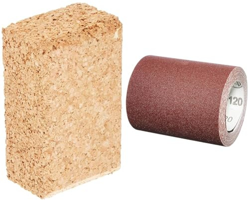 Bosch Professional 1x Cork Hand Sanding Block (60 x 100 mm, Accessories for Hand Sanding) + 1x Sanding Roll C410 Standard for Wood and Paint (93 mm x 5 m, Grit 120, Tearable, Accessories)