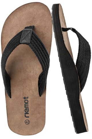 riemot Tongs Homme Confortables – Sandales Légeres, Antidérapantes, Tong Chaussures Été avec Support de Voûte Plantaire, Idéal Tongues pour Plage Piscine Jardin ou Loisirs Quotidiens, 42 EU