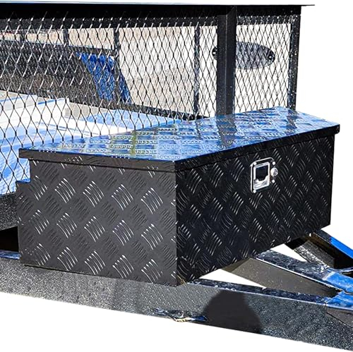Bammare Truck Bed Tool Box, 99.06 x 38.86 x 30.99cm, Unterflur-Werkzeugkasten für Lkw, Anhänger, Pickups, mit Schloss & Schlüsseln, Schwarz aus Aluminium