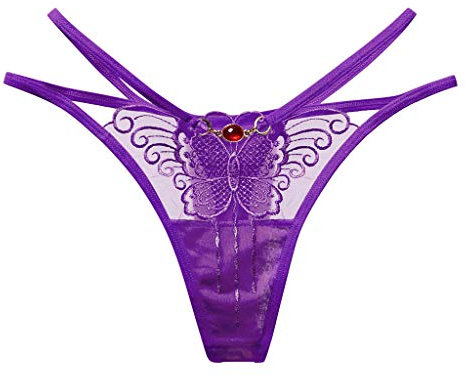DUHGBNE Slip da Donna in Pizzo Pantaloni Perizoma Donna Perizoma Mutandine Sexy Crema Depilatoria (Purple, One Size)