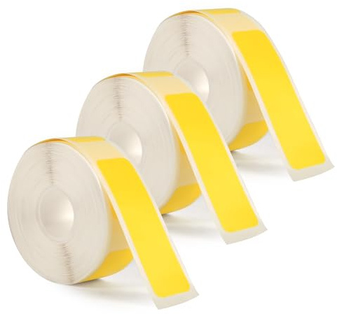 3 Rollen Etikettenband für Phomemo D30 Etikettendrucker, 12mm x 40mm Thermopapier Aufkleber Wasserfest Selbstklebendes Etikettenband Ersatz für Zuhause Büro Schule Dateien (Gelb)