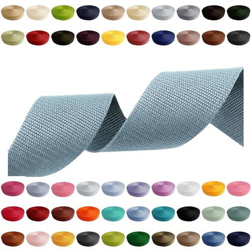 Gurtband 2m 5m 10m 50m, 50 Farben, Breite 10mm 15mm 20mm 25mm 30mm 40mm 50 mm Taschengurt Polypropylen Ideal für DIY-Projekte, Handarbeiten (546) Hellblau, 25mm x 2m