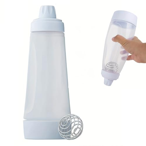 trabag Teigportionierer mit Skala, Teigdosierer für 1000 ml mit BlenderBall Schneebese, für Crepes, Poffertjes, Pfannkuchen, Waffeln, Muffins oder Donutteig (Weiß)