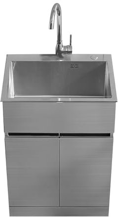 Spülenschrank Mit Spüle Und Armatur,Küchenspüle Mit Unterschrank,Freistehende Edelstahl Spültisch 1 Spüle,Outdoor Mobiles Waschbecken,for Kitchen,Restaurant,Garage,Laundry Room,Camping(50x40x80cm/19.6