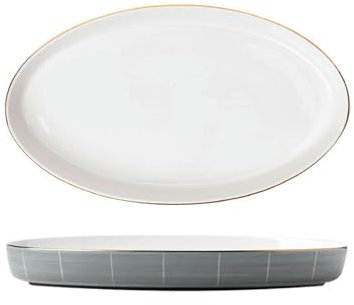 Creative Golden Edge Geschirr-Schüssel-Set, Keramik-Schüssel-Set – 30,5 cm Fischteller – Staubreinigung
