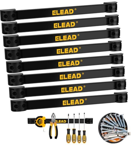 ELEAD 9-Piece 12 Magnetic Tool Holder Storage Organizer - Wall Mount Rack Garage Organization Power Magnet Hanger Workbench Board Slatwall Van Organizers Mounted Hanging Strip