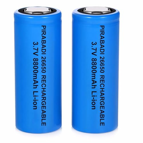 2 pilas recargables de 3,7 V | Batería 8800 mAh | Dimensiones 26 x 65 mm | Batería de alta capacidad para lámpara de antorcha lámpara frontal LED Control remoto juguete coche control remoto RC panel