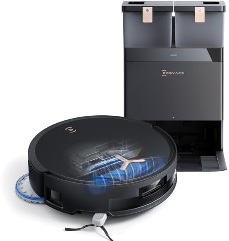 ECOVACS T50 Max Pro Gen2 Robot Aspirateur Laveur, 18500Pa amélioré par T30S Pro, Brosse latérale et serpillière Extensibles, Ajout Automatique Solution de Nettoyage, Lavage à l'eau Chaude,Noir