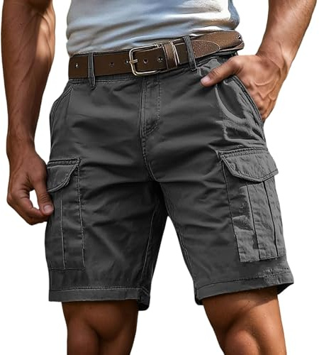 Générique Short Homme Ete Baggy Bermuda de Travail avec Poche Loisir Shorts de Sport Léger Pantalon Court Militaire Plage Pants Course Grande Taille Pantalon Outdoor Confortable