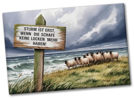 Nordsee Sturm Landschaft Souvenir Souvenir Magnet mit Schafspruch Lustiger Souvenir Magnet für Nordsee-Fans