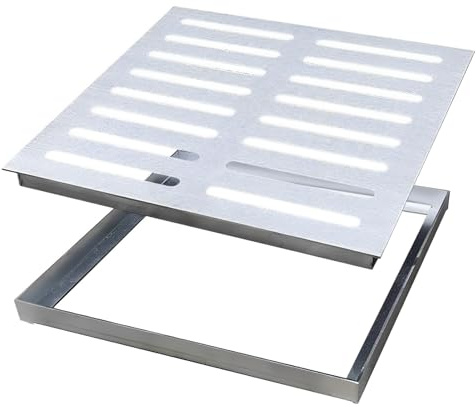 XYUERU Grille D'évacuation De Jardin, Grilles D'égout Carrées Couverture De Puits d'eau De Pluie,Couvercle De Drainage De Sol, Couvercle Et Cadre pour Salle De Bain, Jardin, Terrasse(300x300x20mm)