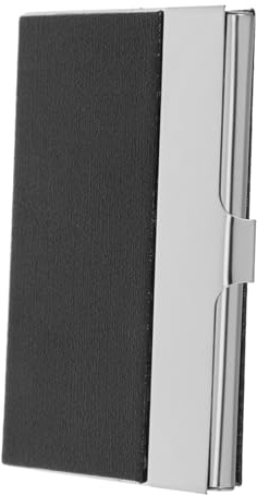 DIKACA Portatarjetas de Visita Metálico de Acero Inoxidable Negro Estuche Portátil Resistente con Cierre Seguro y Diseño Elegante Organizador Compacto para Tarjetas de Presentación y