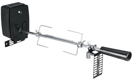 Grille de barbecue électrique, angle de rotation à 360°, en acier inoxydable, 200 W, barbecue de balcon avec moteur, fixation au four 2-3 tr/min, tournebroche amovible de 106 cm, max. 7 kg, pour