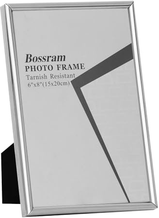 Tutee Bilderrahmen Silbe15 x 20cmr, Geeignet für Fotos und Zertifikate, Elegant Gestell Aus Silber Metall Tischplatte, Samtrücken, Fotorahmen