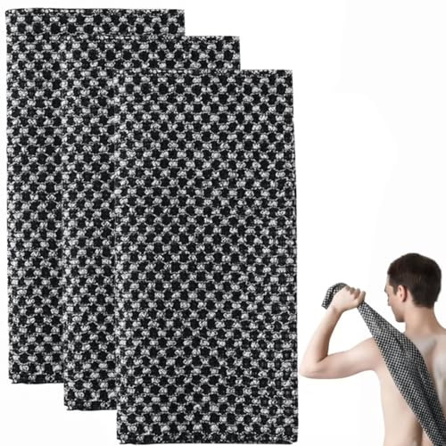 Serviette De Douche Exfoliante,Gant De Gommage Naturel En Fibre De Bambou Et Charbon,Exfoliation Douce Pour Le Dos Et Le Corps,Serviettes Exfoliantes Japonaises,Pour Les Peau Sensibles,Rugueuses (3PC)