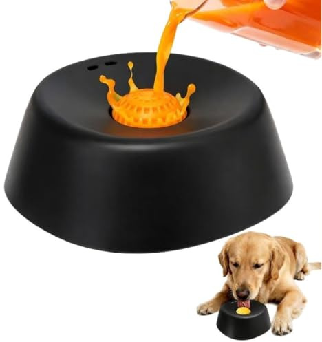 Omnikryp Hundslickskål, ABS, långsam matskål, långsam ätning med rullboll, anti-droppskål, robust långsam matskål, för flytande mat och godis