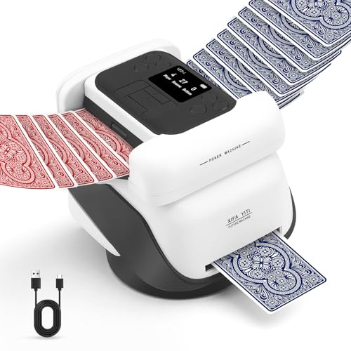 VIHBRAI 2-in-1 Kartenmisch- und Austeilmaschine mit Fernbedienung, automatischer Kartenmischer für 2-8 Spieler, 5 Spielmodi für Texas Hold'em Blackjack UNO, 5000mAh Akku für Partys und Spielabende