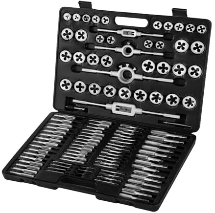Juego de 110 machos y terrajas acero tungsteno, herramientas métricas con estuche Para uso de bricolaje