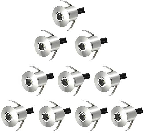CHNXU 10er Set Mini LED Bodeneinbaustrahler Aussen Ø22mm 0.6W Bodenlampe 7LM IP67 Wasserdicht Terrassenbeleuchtung DC 12V Einbauleuchte für Garten Holzbrücke Pool Holzdeck Gehweg Küche (Kaltes Weiß)