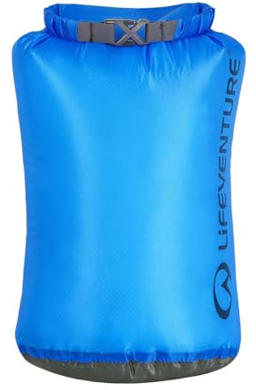 Lifeventure 5 Liter Ultraleicht-Trockensack, Siliconized Rip-Stop Gewebe mit vollständig verschweißten Nähten Leichter wasserdichter Trockensack, Blau 5L