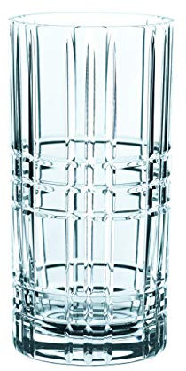 Nachtmann Juego de 4 Vasos Largos de Cristal, 445 ml, Cuadrado, Cristal Transparente