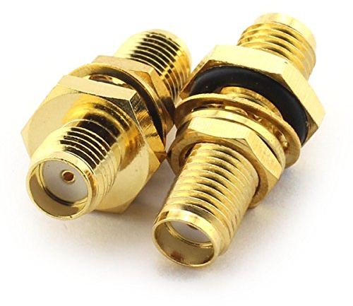 E-Outstanding SMA Type Adapter - SMA Female Plug to Jack Waterproof Bulkhead Panel Mount RF Coaxial Antennas Connector Straight