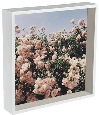 Nicola Spring 3D Shadow Box Photo Frame - 12 x 12 (30 x 30cm) - White 3D Photo Frame Deep Box Large Square Display Case for Crafts, Keepsakes, Wedding, Graduation