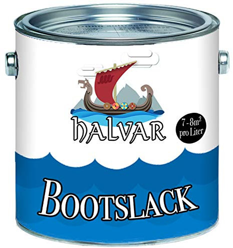 Halvar Båtlack grå RAL 7000-7047 yachtlack glänsande båtfärg PU-förstärkt för trä och metall förstärkt extremt fjädrande mycket elastisk skeppslackering (1 L, RAL 7043 vekt grå B)