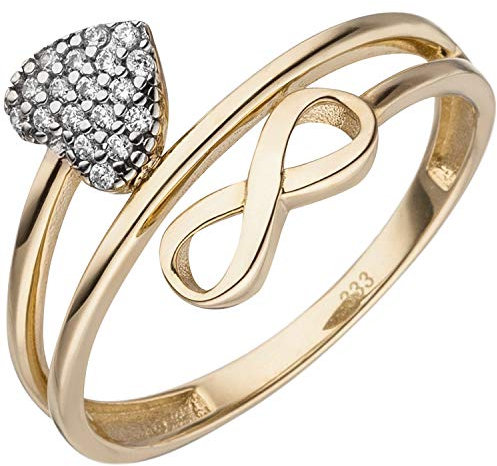 Jobo Damen-Ring Herz Unendlichkeit aus 8 Karat 333 Gold mit 18 Zirkonia Größe 52