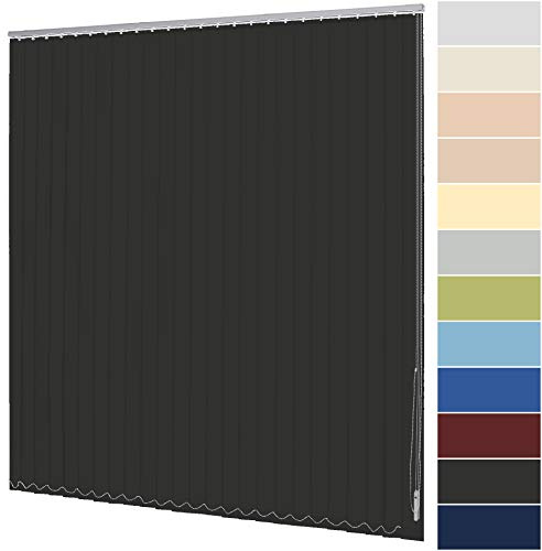 Lamellenvorhang nach Maß Vertikaljalousie 127 mm für Tür und Fenster viele Farben Maßanfertigung Jalousie Lamellen Rollo Wand- und Deckenmontage (Breite 180,1-200 cm x Höhe 220,1-240 cm, Anthrazit)