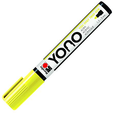 Marabu 12400103321 - YONO Marker, Neon-Gelb 321, vielseitiger Acrylstift mit japanischer Rundspitze 1,5 - 3 mm, wasserbasiert, lichtecht und wasserfest, für nahezu alle Untergründe