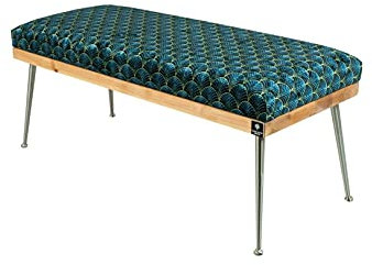 EMRA WOOD M-DEKO LGS-108 Loft Sitzbank Hocker Gepolstert nach Maß aus Holz, Metall und gemustertem Velours (Höhe 45cm Tiefe 30cm, 110)