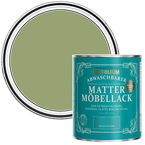 Rust-Oleum grün Möbelfarbe mit Matt-Finish, geruchsarm und wasserbasiert für Innenholz - Laubgrün 750ML