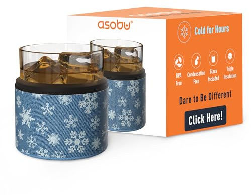 asobu Whiskey Sleeve Glass – Insulated Bourbon Tumbler with Premium Rocks Glass, BPA-Free, Double-Wall Stainless Steel, Keeps Drinks Cold Longer, 10.5oz