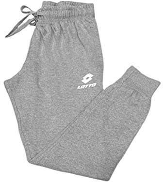 Lotto Pantalone Tuta Uomo LA 1105 Felpa, con Polsino al Fondo. Grigio XL (LA1105)