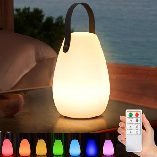 light to hope Lampe de Table LED Extérieur Blanc Chaud 8 Couleurs Lampe de Table Sans Fil avec Télécommande Intensité Variable IP44 étanche pour Chambre Jardin Patio Salon Salle à Manger