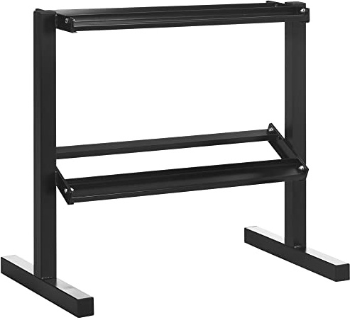 SPORTNOW Estante para Mancuernas de 2 Niveles Soporte de Almacenamiento para Mancuernas de Acero para Gimnasio en Casa Carga 270 kg 94x52,5x82 cm Negro