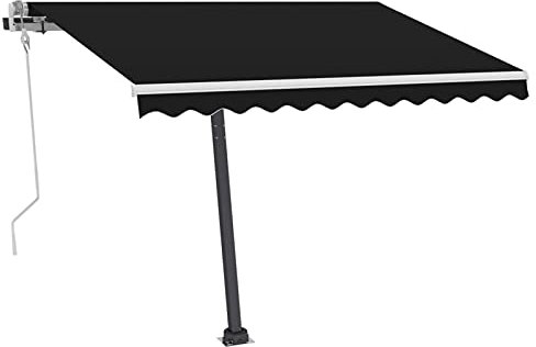 Homgoday Tenda da Sole Retrattile Manuale con LED 300x250 cm Antracite,Tende da Sole per Esterno,Tende da Sole per Balconi,Tenda da Sole a Bracci Estensibili,Tende da Esterno,Tenda da Sole per Esterno