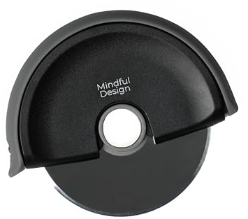 Mindful Design Pizza Cutter Wheel with Protective Blade Cover, Easy to Clean and Dishwasher Safe Handheld Pizza Slicer