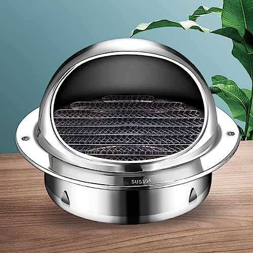 Capot de Ventilation en Acier Inoxydable 304,Grille d'Aération à Montage Mural Capuchon de Capot de Cheminée Anti-Pluie,Chapeau de Cheminée de Hotte de Sortie d'Air de Mur (130mm/5.1in)
