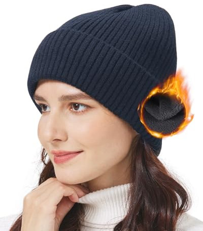 Zylioo XL-XXL Strickmütze Mit Fleece Fütterung，Wintermütze Beanie Mütze Für Großen Kopf, Übergroße Winter Warme Watch Cap