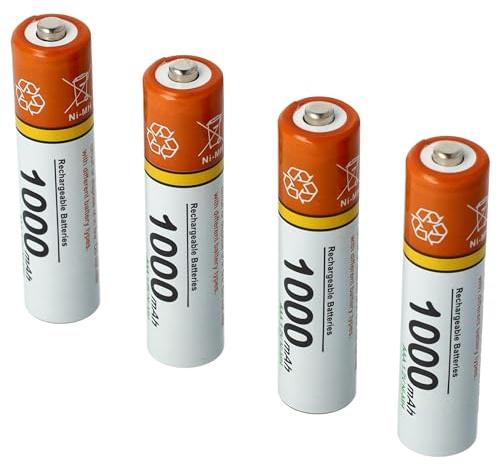 vhbw 4X AAA Micro Akku kompatibel mit Telekom Sinus 207 | 606, A32, C34, CA 34, CA 37, 12 schnurlos Festnetz Telefon (1000 mAh, 1,2 V, NiMH)
