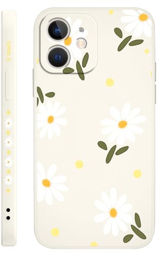 LEECG für iPhone 12 Mini Hülle Blumenmuster Design Anti Kratzer Weiches Silikon Handyhülle iPhone 12 Mini 5,4 Zoll-Gänseblümchen Weiß