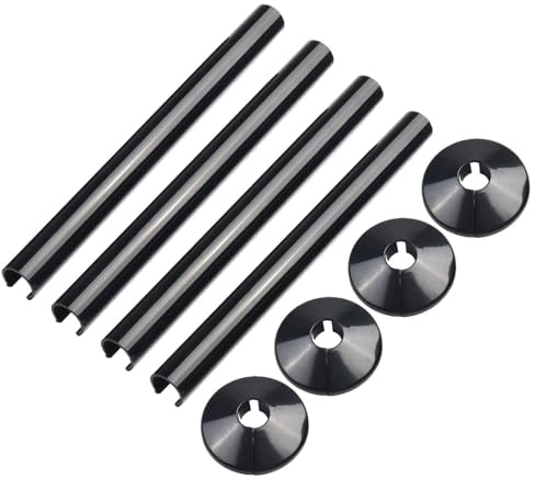 E2trade Black 15mm Radiator Pipe Hole Collars Cover Radsnaps (Pack of 6 Collar & Sleeve) Black